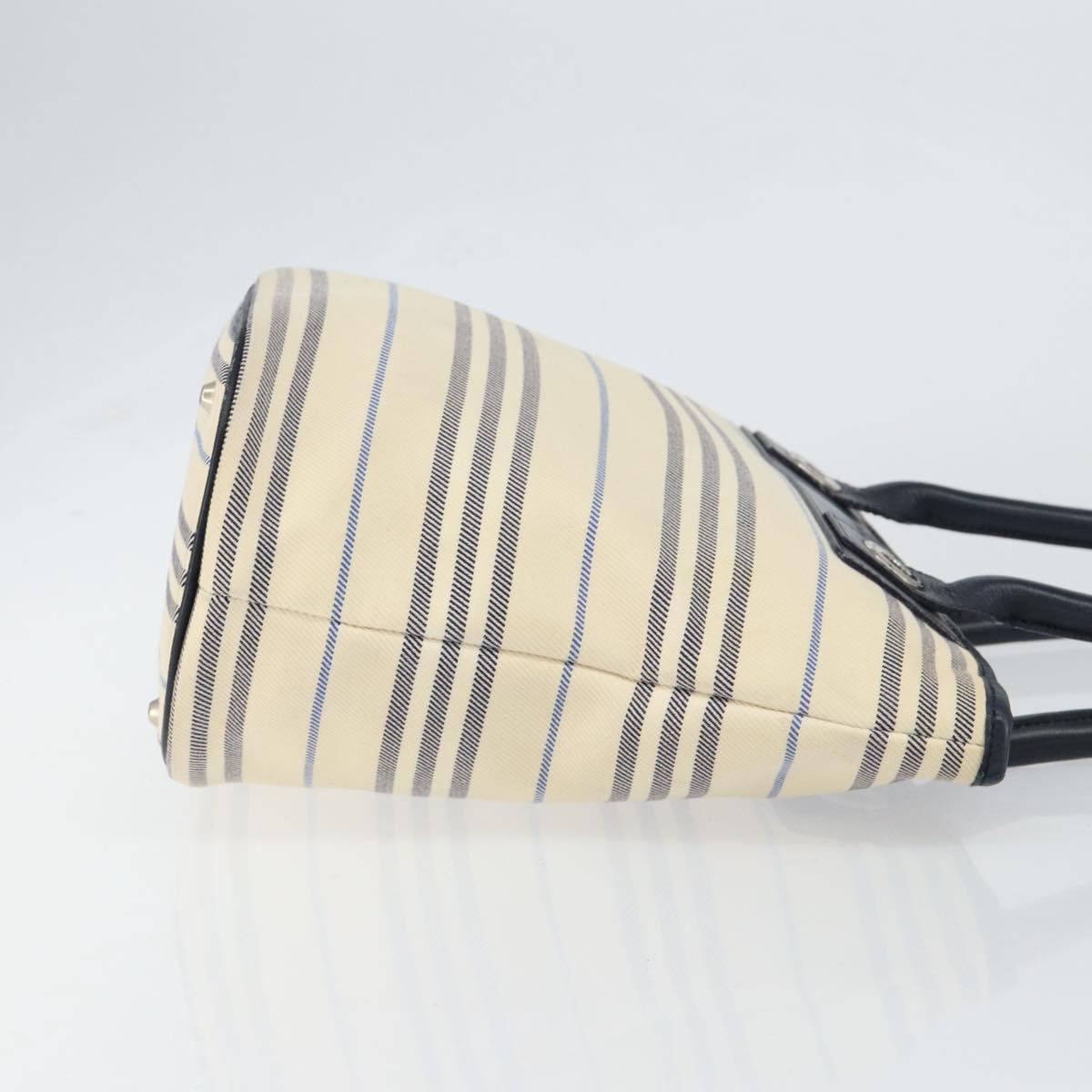 BURBERRY Tote Bag Canvas Ivory Silver
