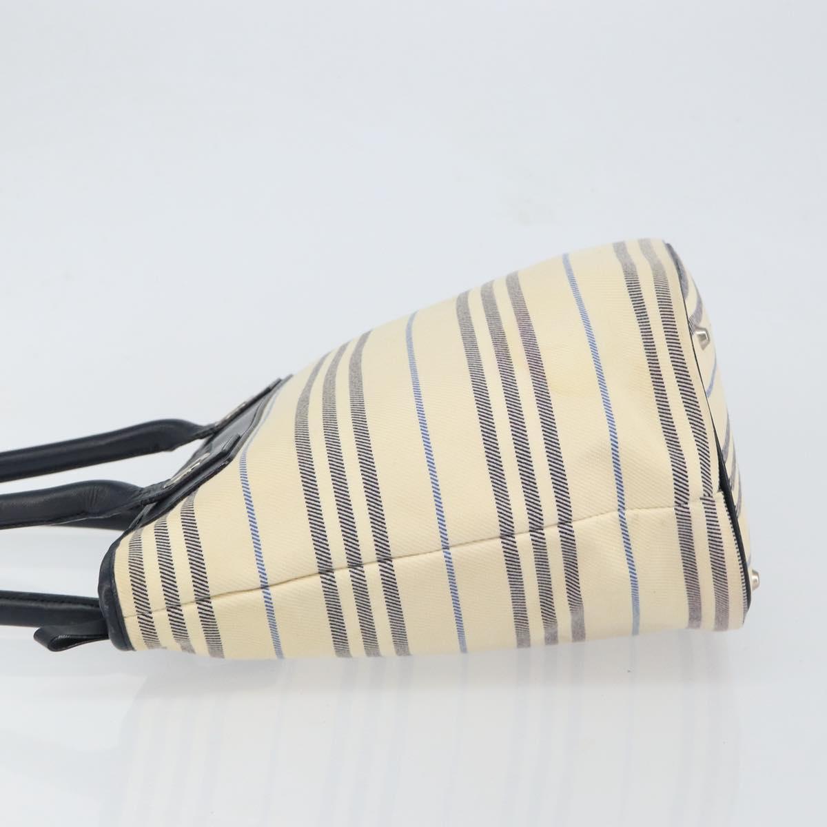 BURBERRY Tote Bag Canvas Ivory Silver