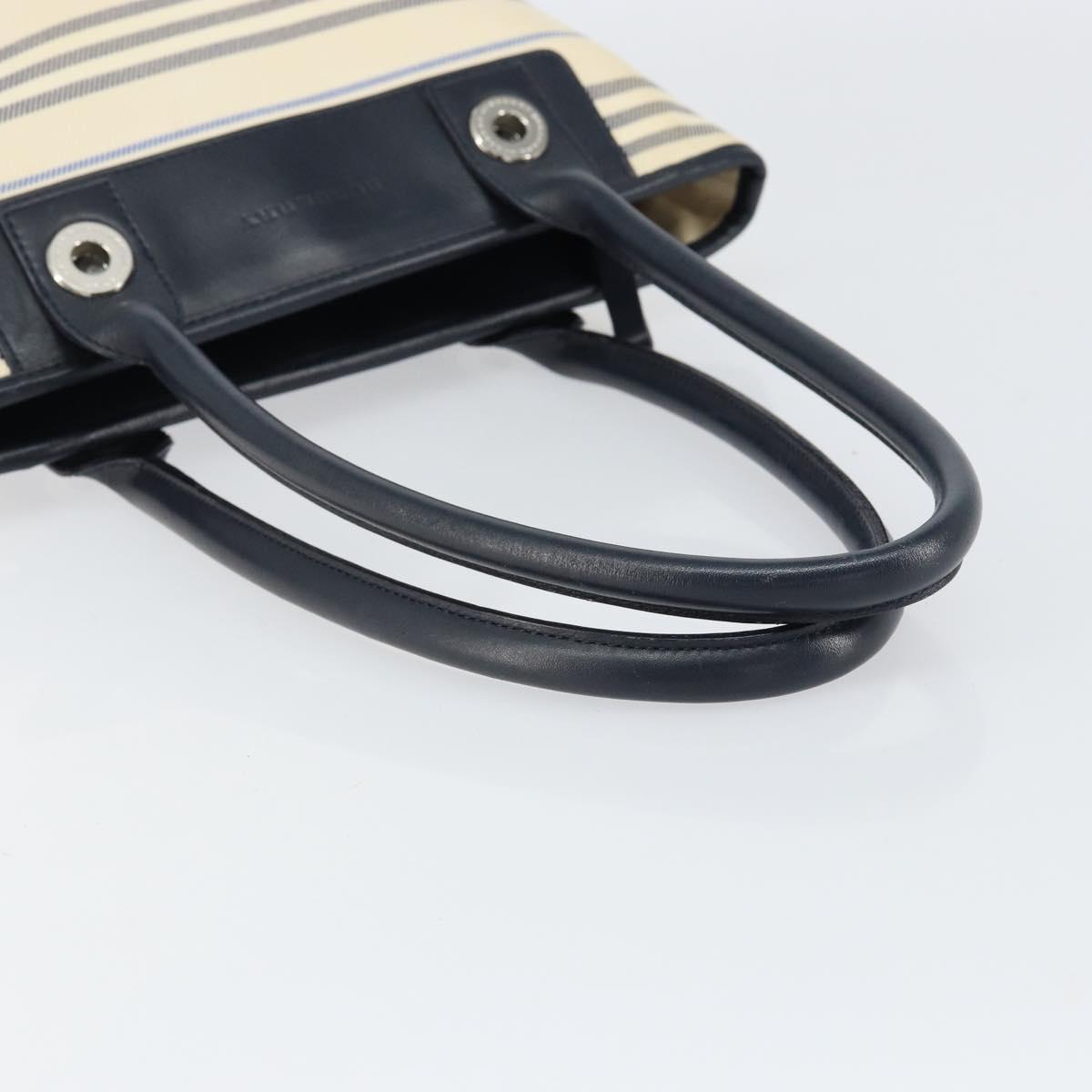BURBERRY Tote Bag Canvas Ivory Silver