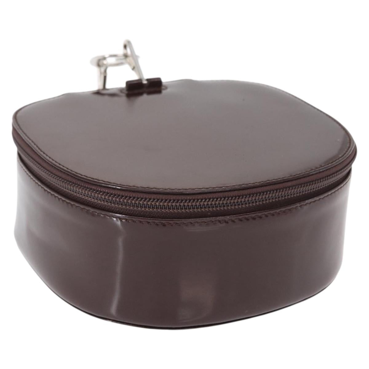 GUCCI Vanity Pouch Enamel Brown Silver