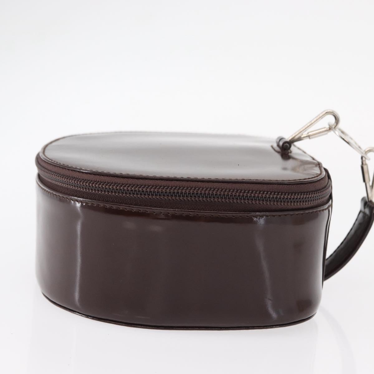 GUCCI Vanity Pouch Enamel Brown Silver