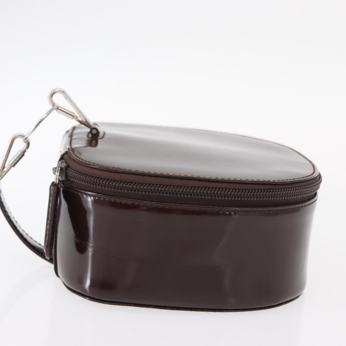 GUCCI Vanity Pouch Enamel Brown Silver