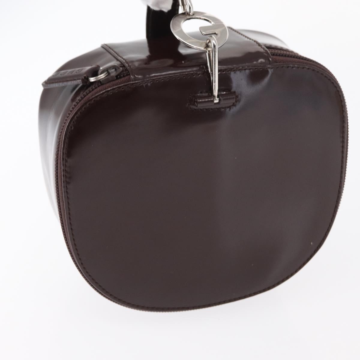 GUCCI Vanity Pouch Enamel Brown Silver