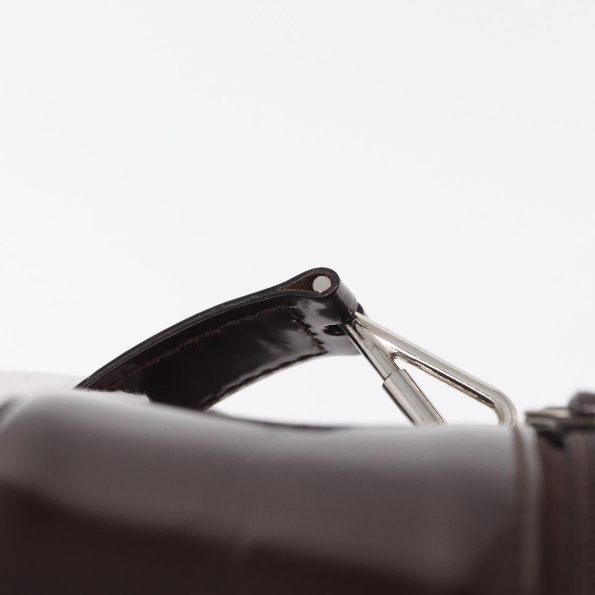 GUCCI Vanity Pouch Enamel Brown Silver