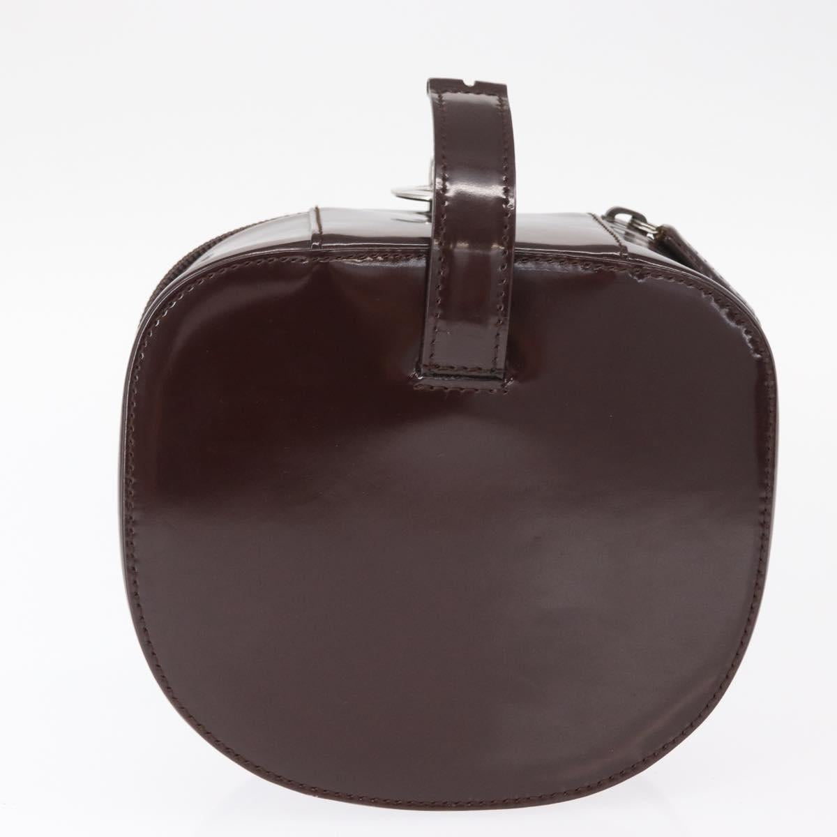 GUCCI Vanity Pouch Enamel Brown Silver