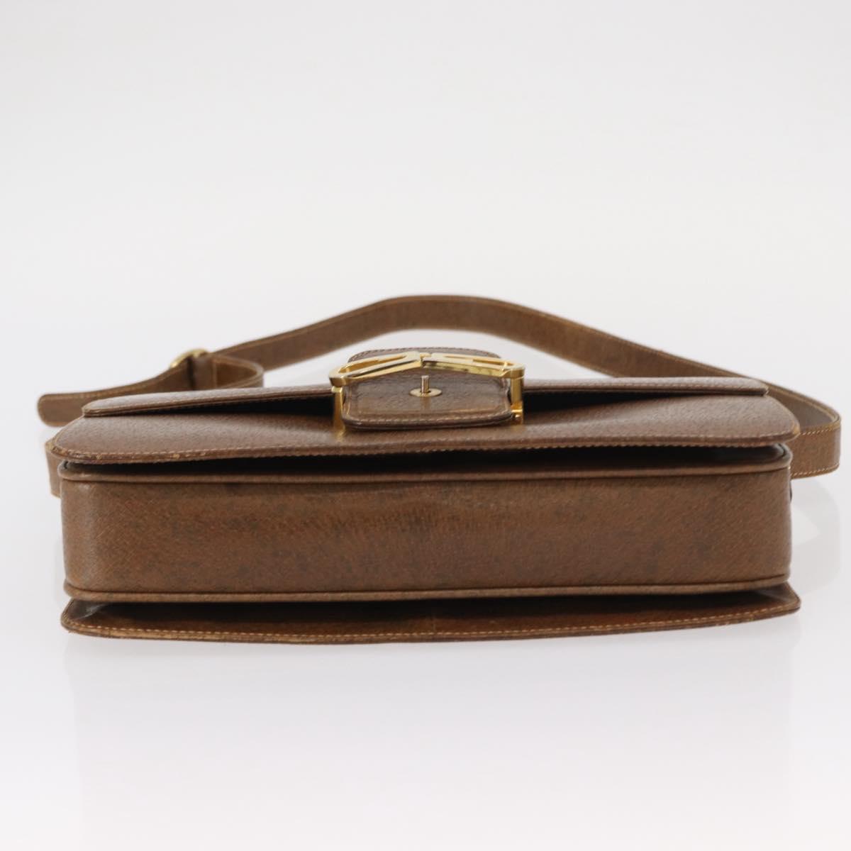 GUCCI Shoulder Bag Leather Brown Gold