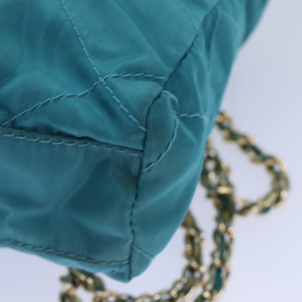 PRADA Chain Shoulder Bag Nylon Blue