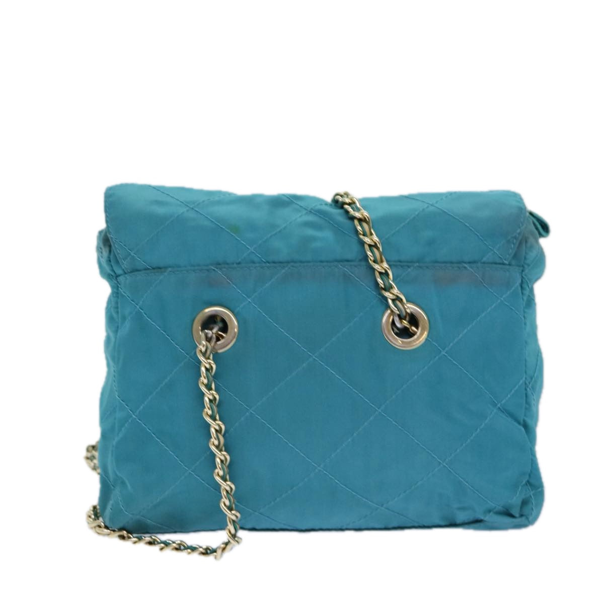PRADA Chain Shoulder Bag Nylon Blue