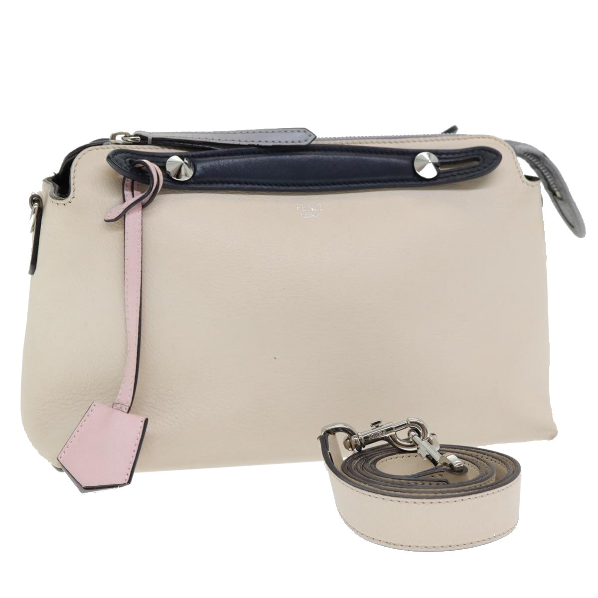 FENDI Hand Bag Leather Beige