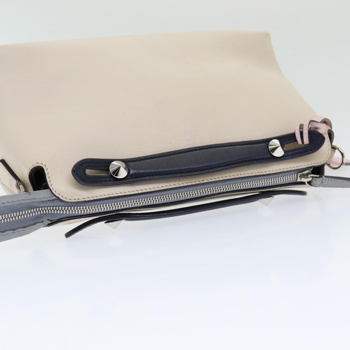 FENDI Hand Bag Leather Beige