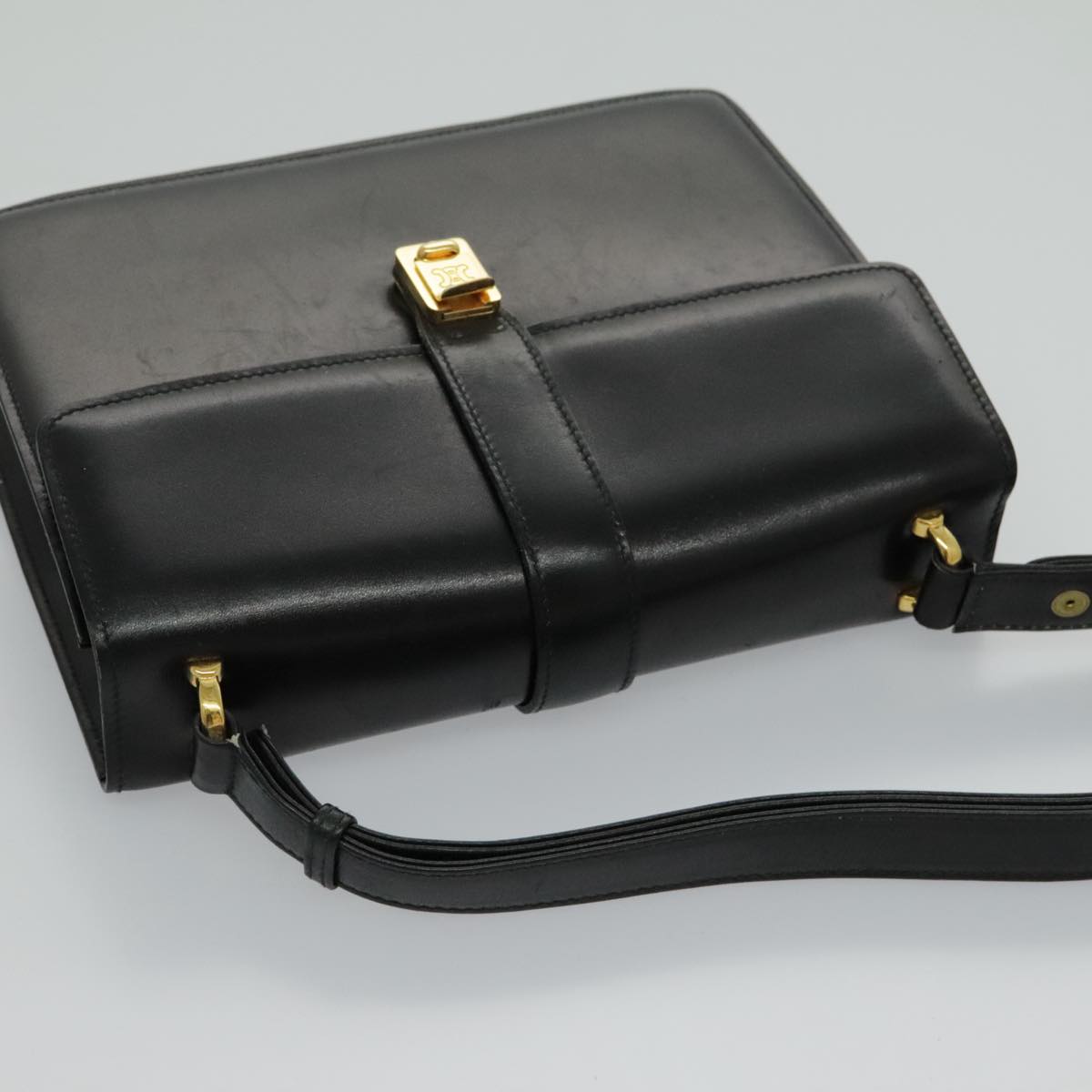 CELINE Shoulder Bag Leather Black Gold