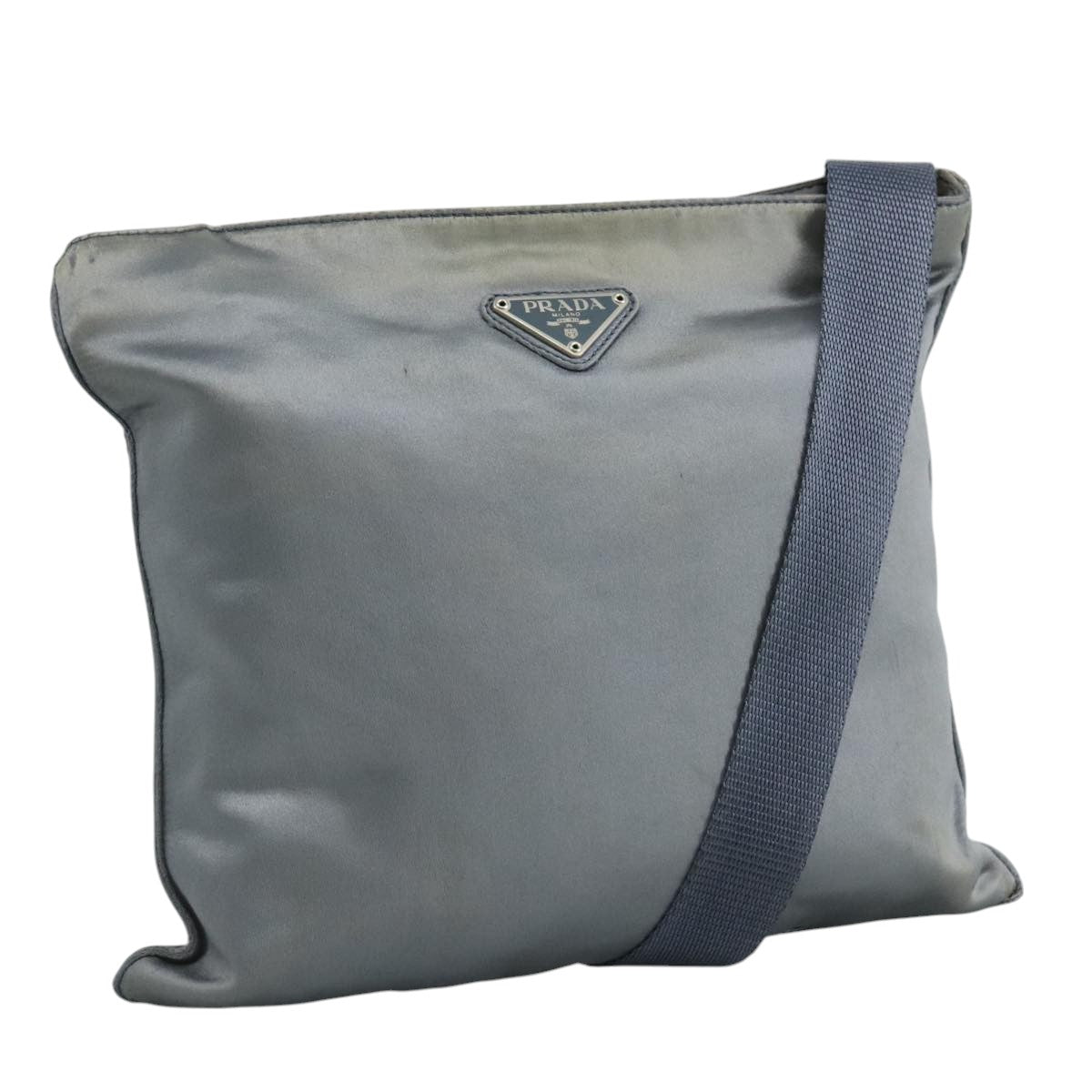 PRADA Shoulder Bag Satin Blue
