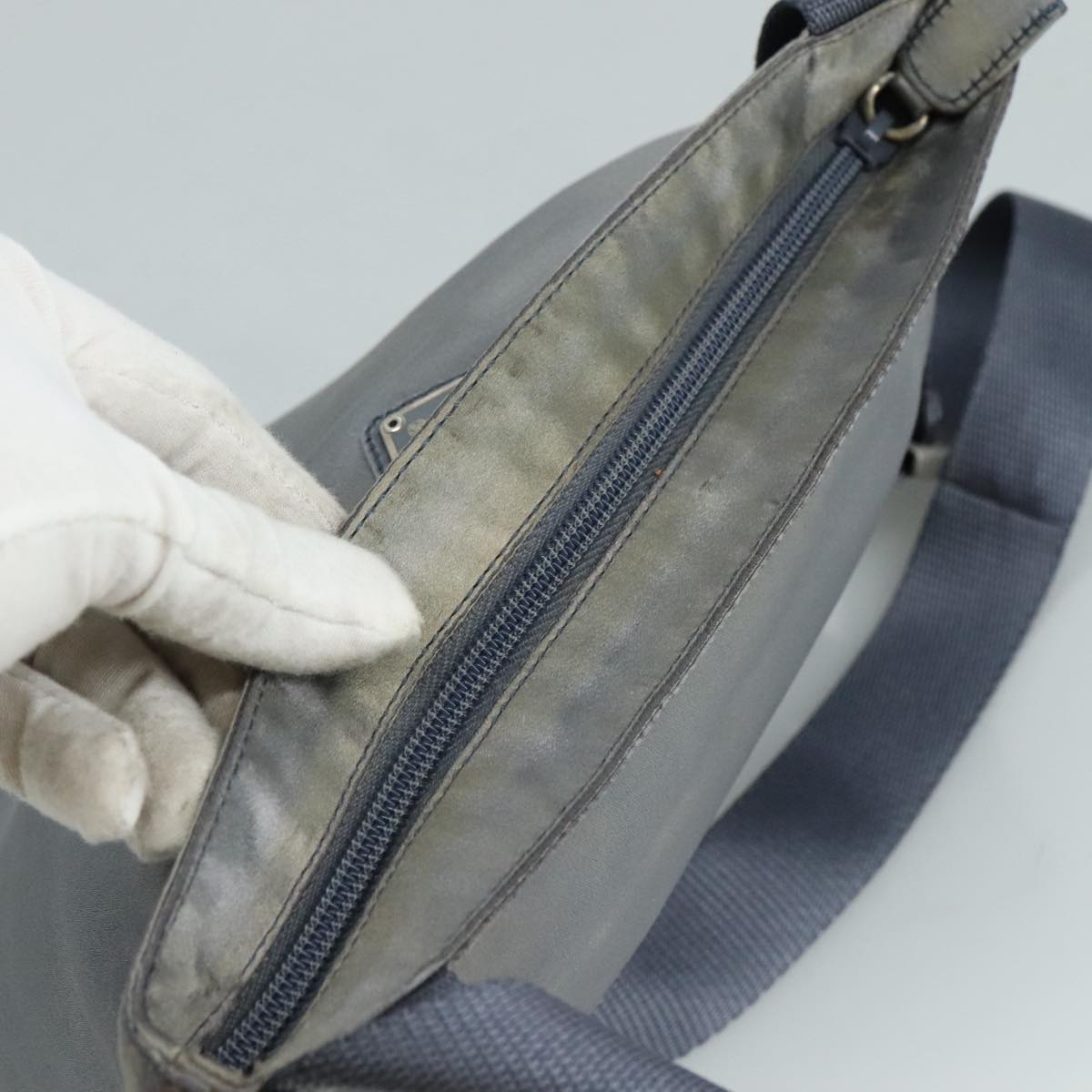 PRADA Shoulder Bag Satin Blue