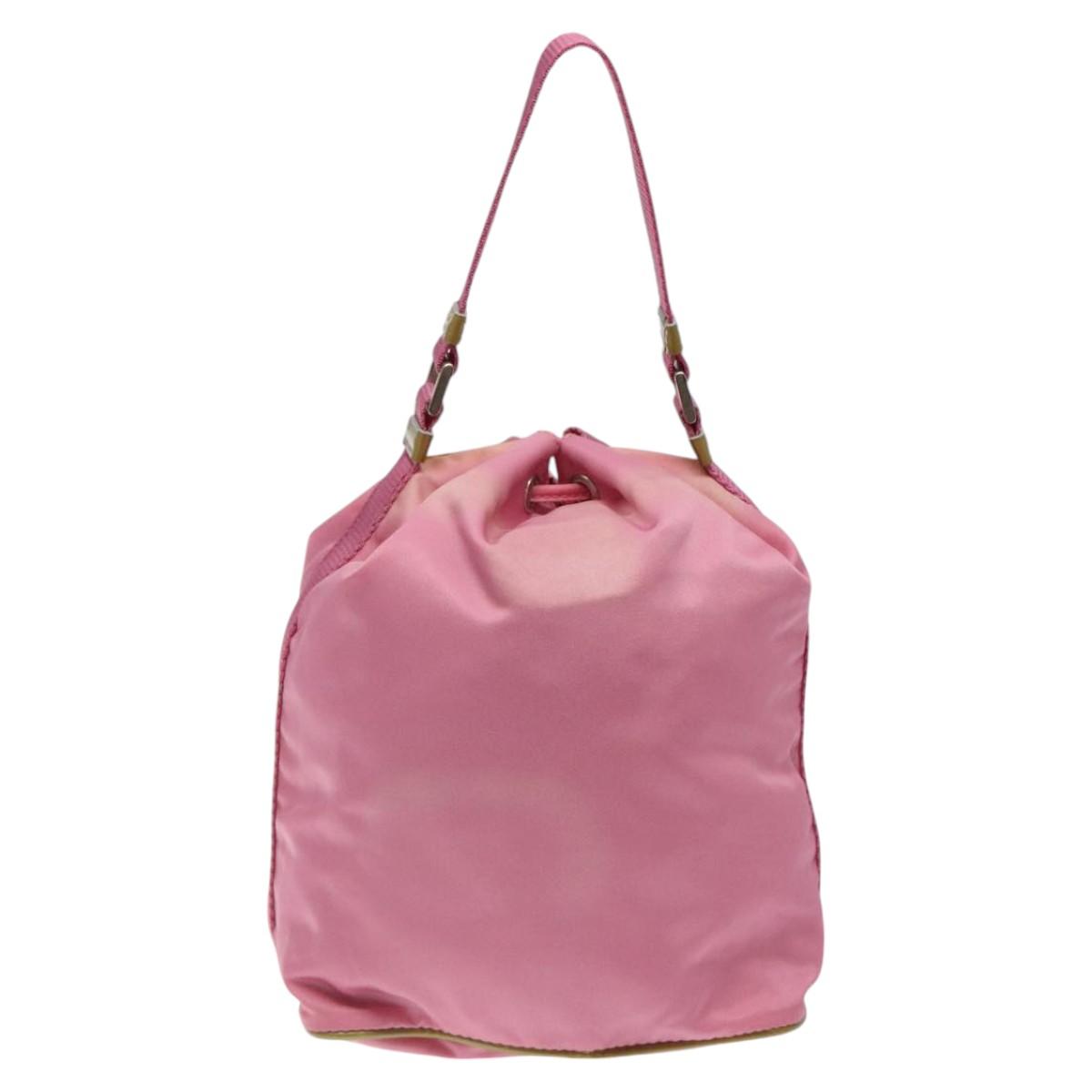 PRADA Hand Bag Nylon Pink Silver