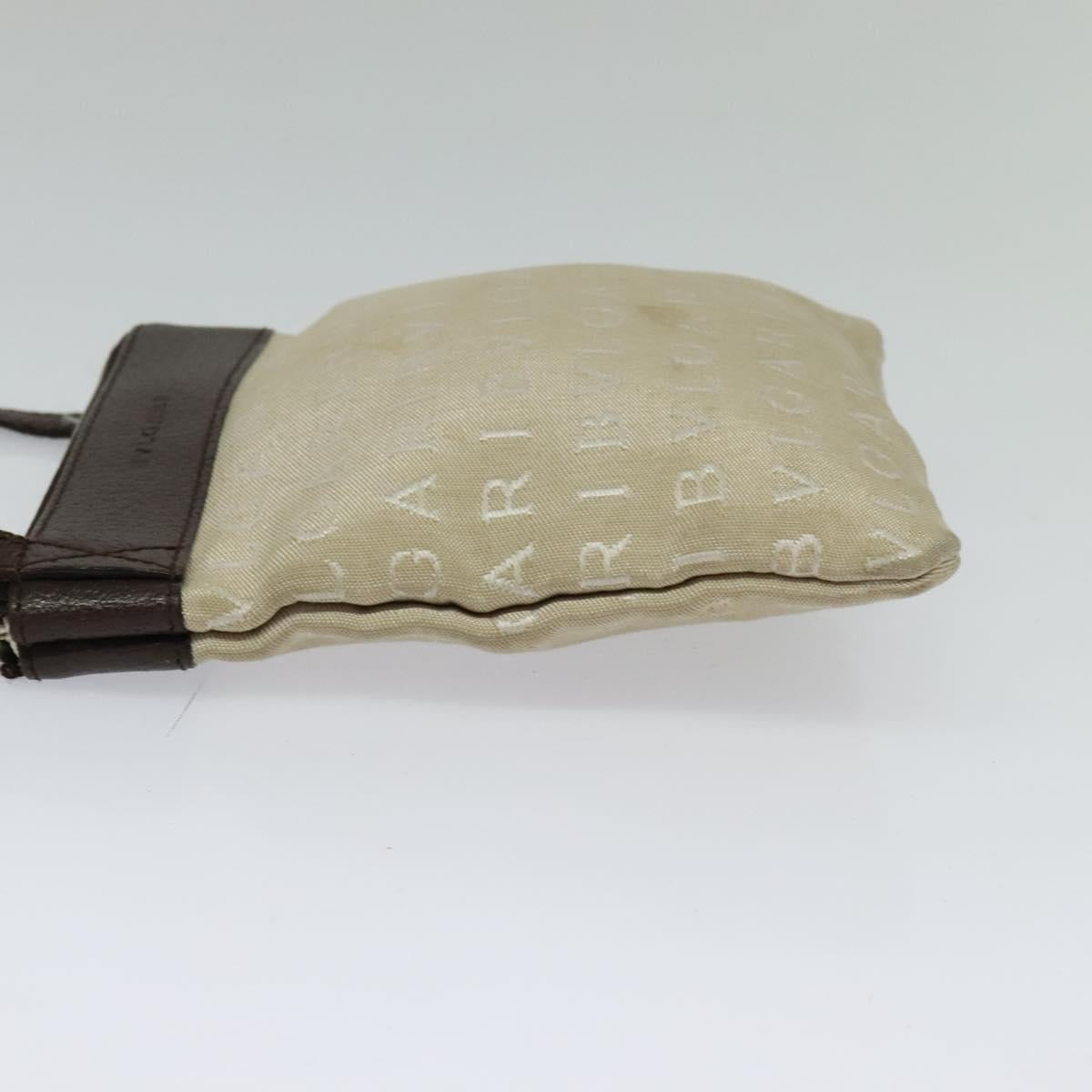 BVLGARI Shoulder Bag Canvas Beige Silver