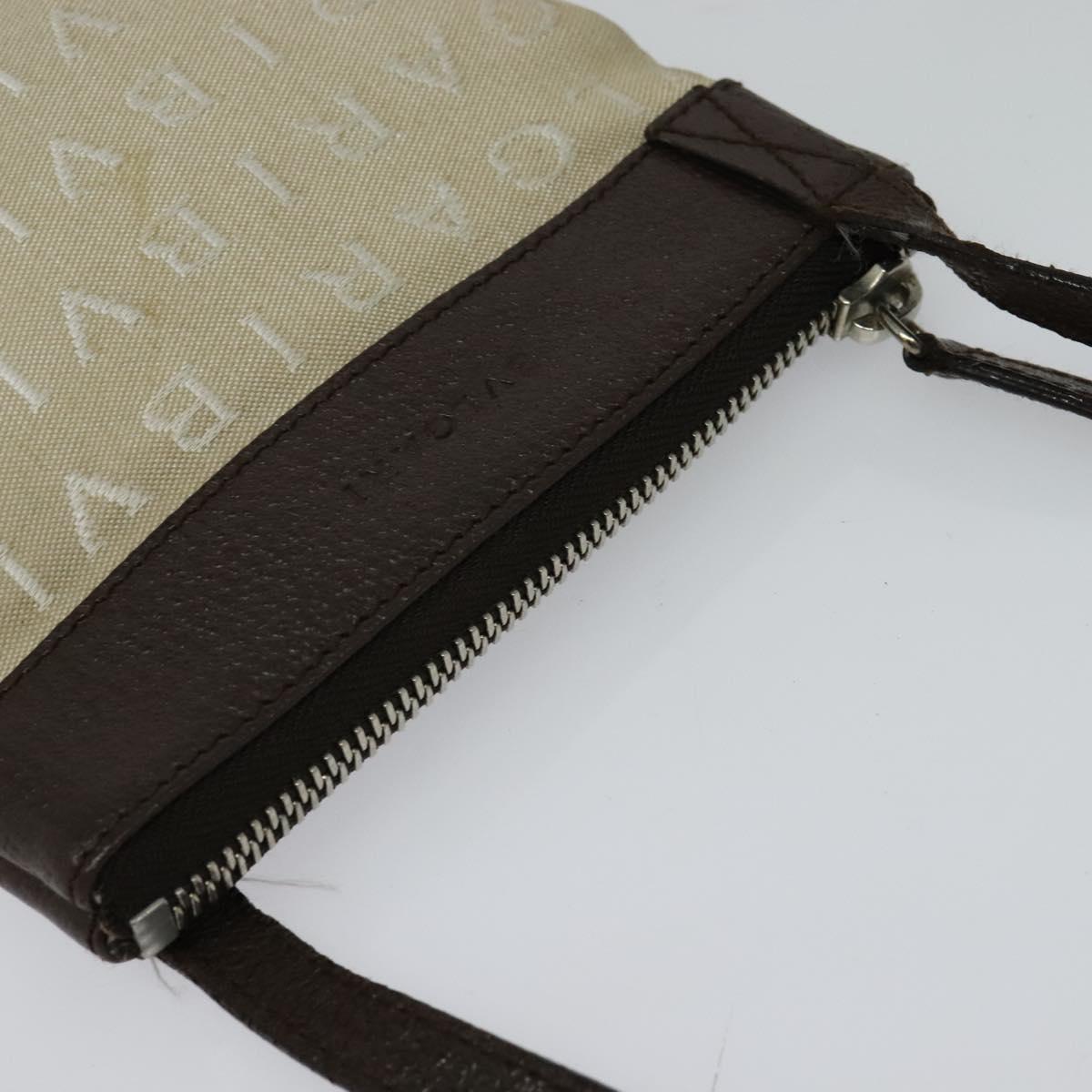 BVLGARI Shoulder Bag Canvas Beige Silver
