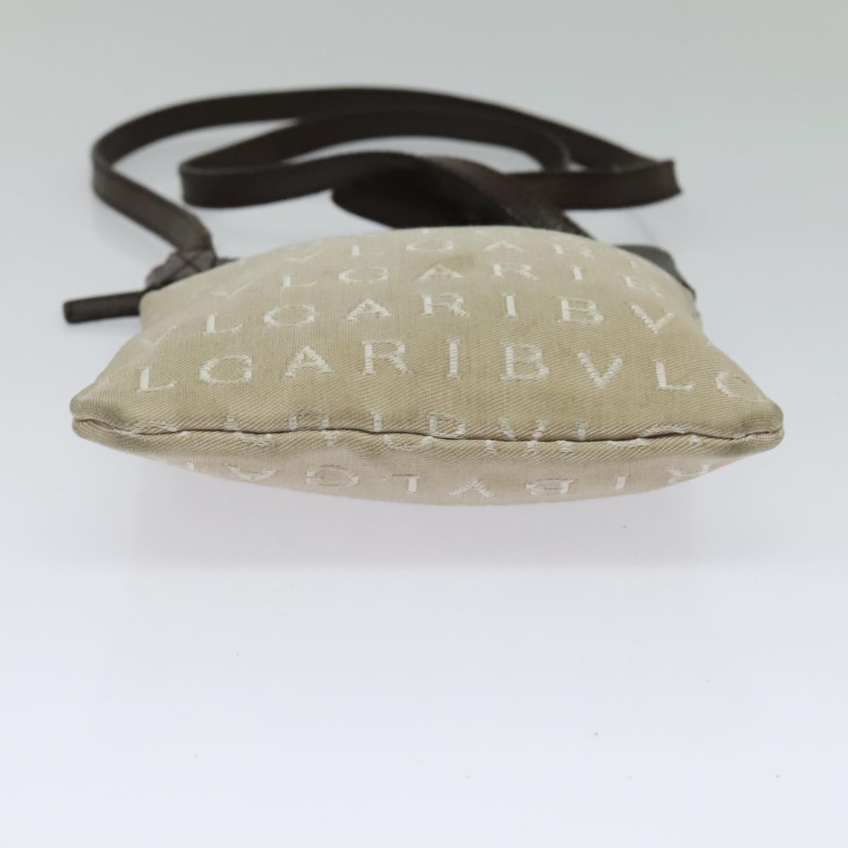 BVLGARI Shoulder Bag Canvas Beige Silver