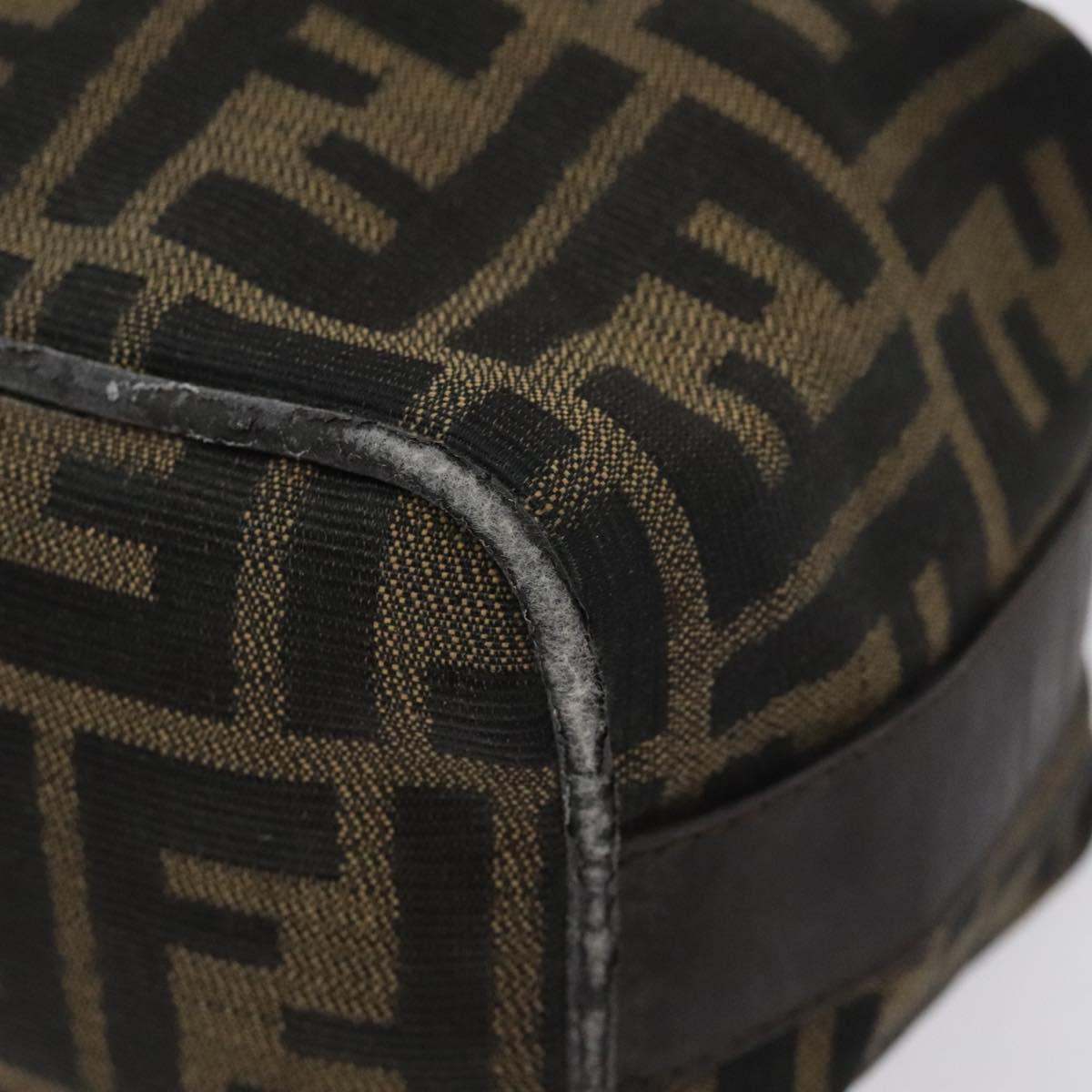 FENDI Zucca Canvas Hand Pouch BagBlack Brown Silver