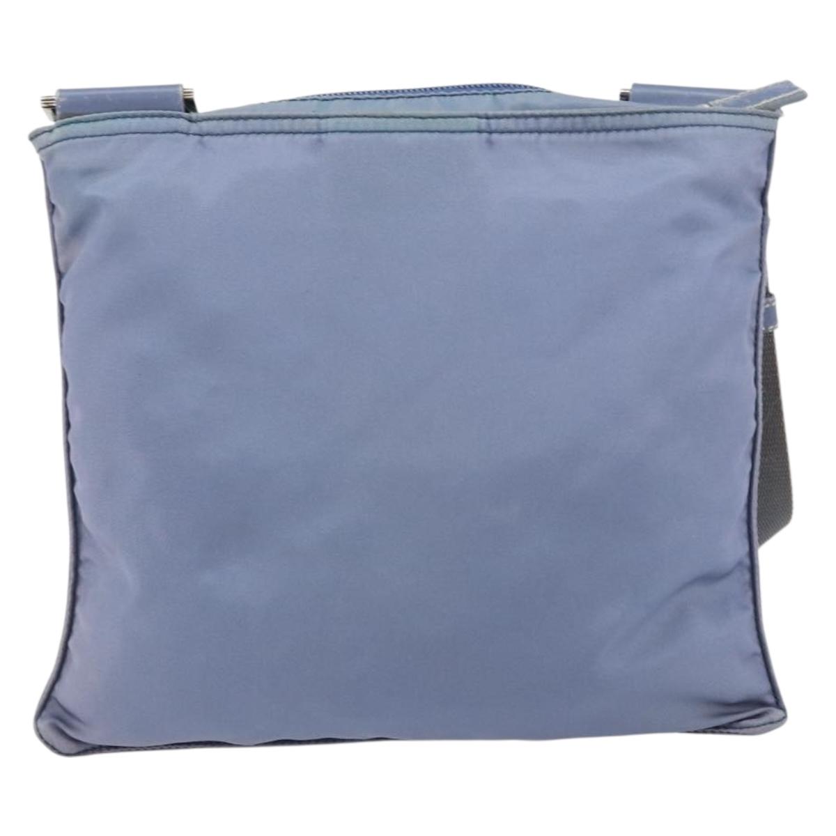 PRADA Shoulder Bag Nylon Light Blue Silver