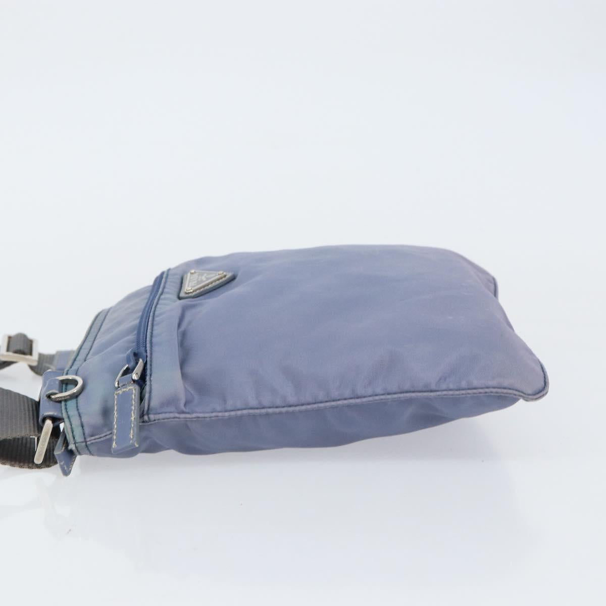PRADA Shoulder Bag Nylon Light Blue Silver