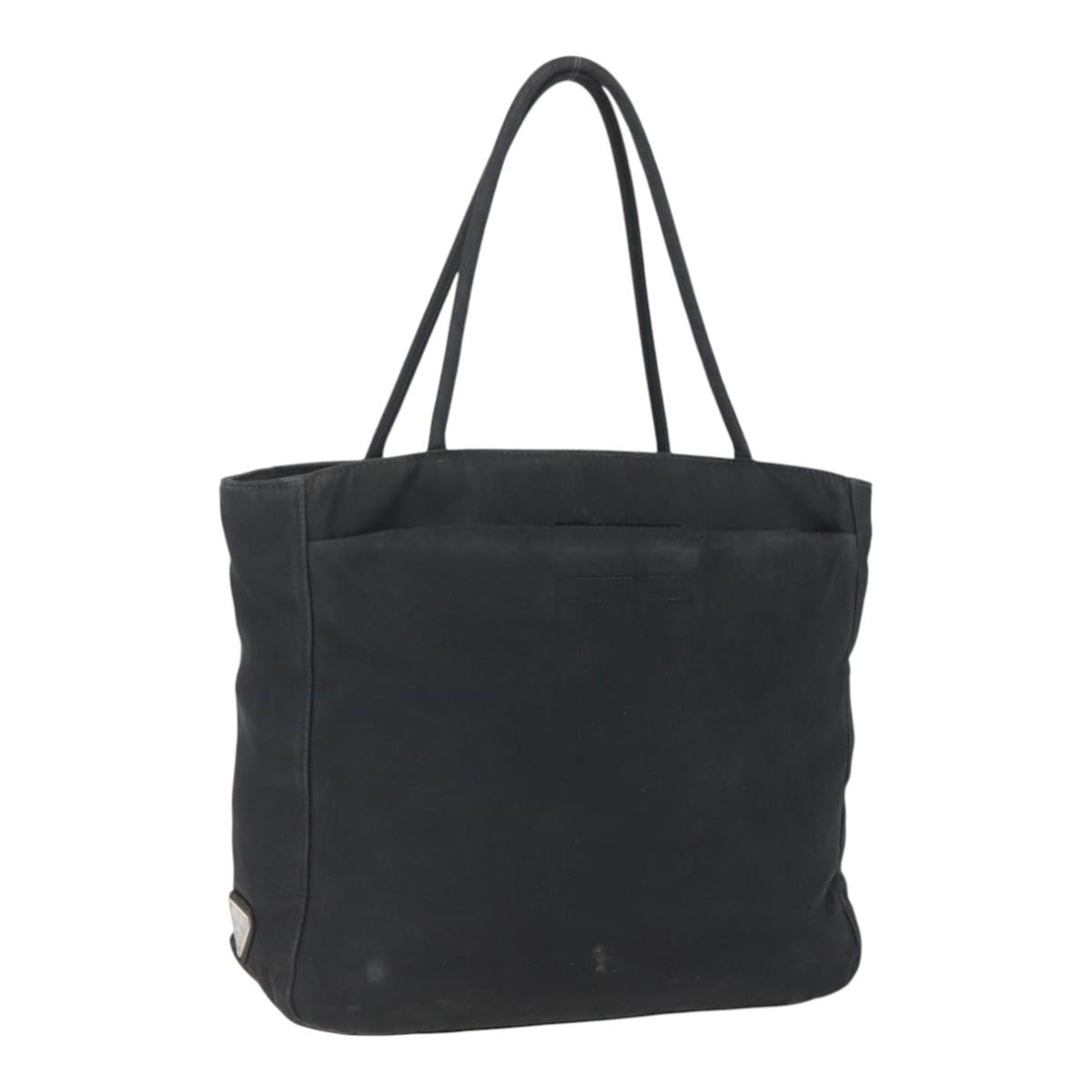 PRADA Hand Bag Nylon Black Silver