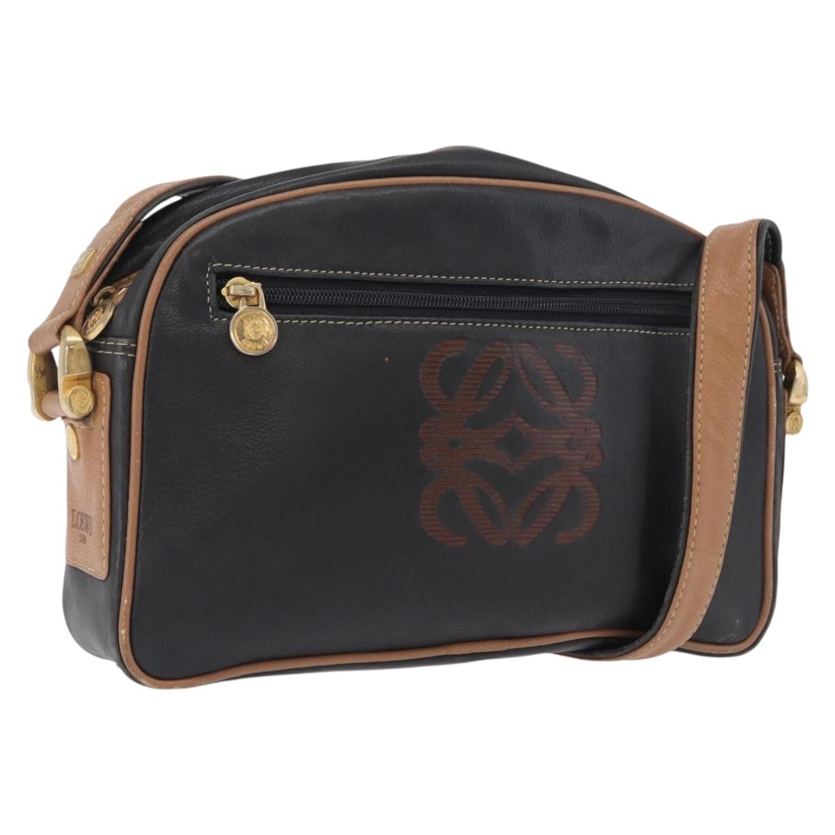 LOEWE Shoulder Bag Leather Black Gold