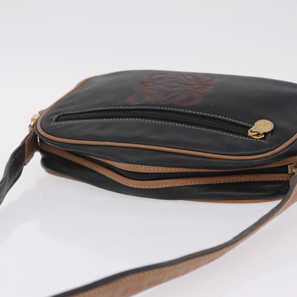 LOEWE Shoulder Bag Leather Black Gold