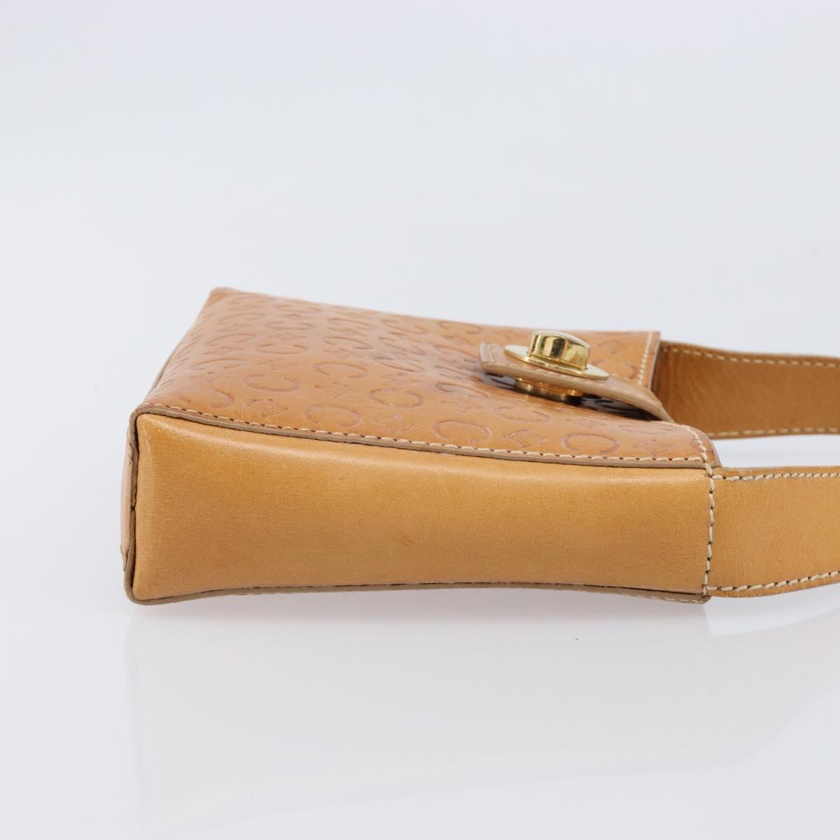 CELINE C Macadam Canvas Hand Bag Leather Brown Gold