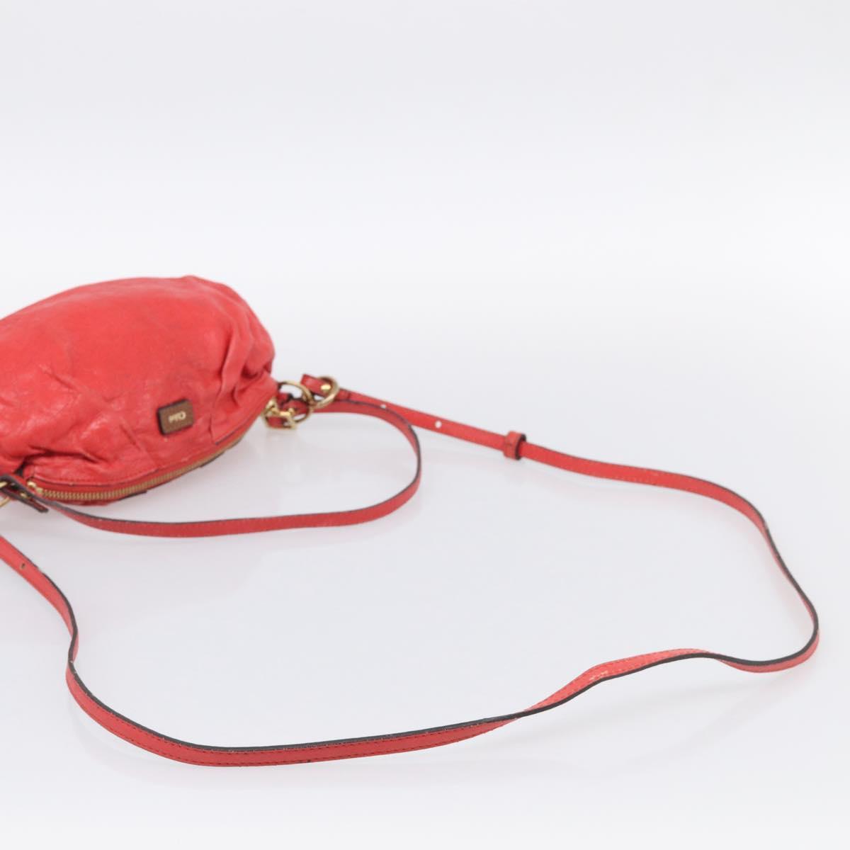 Chloe Shoulder Bag Leather 2way Red Gold