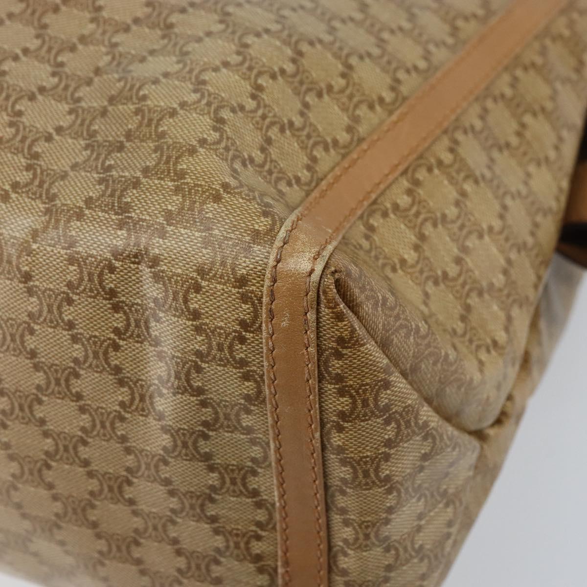 CELINE Macadam Canvas Hand Bag PVC Beige Gold