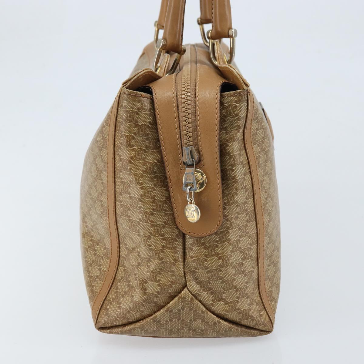 CELINE Macadam Canvas Hand Bag PVC Beige Gold