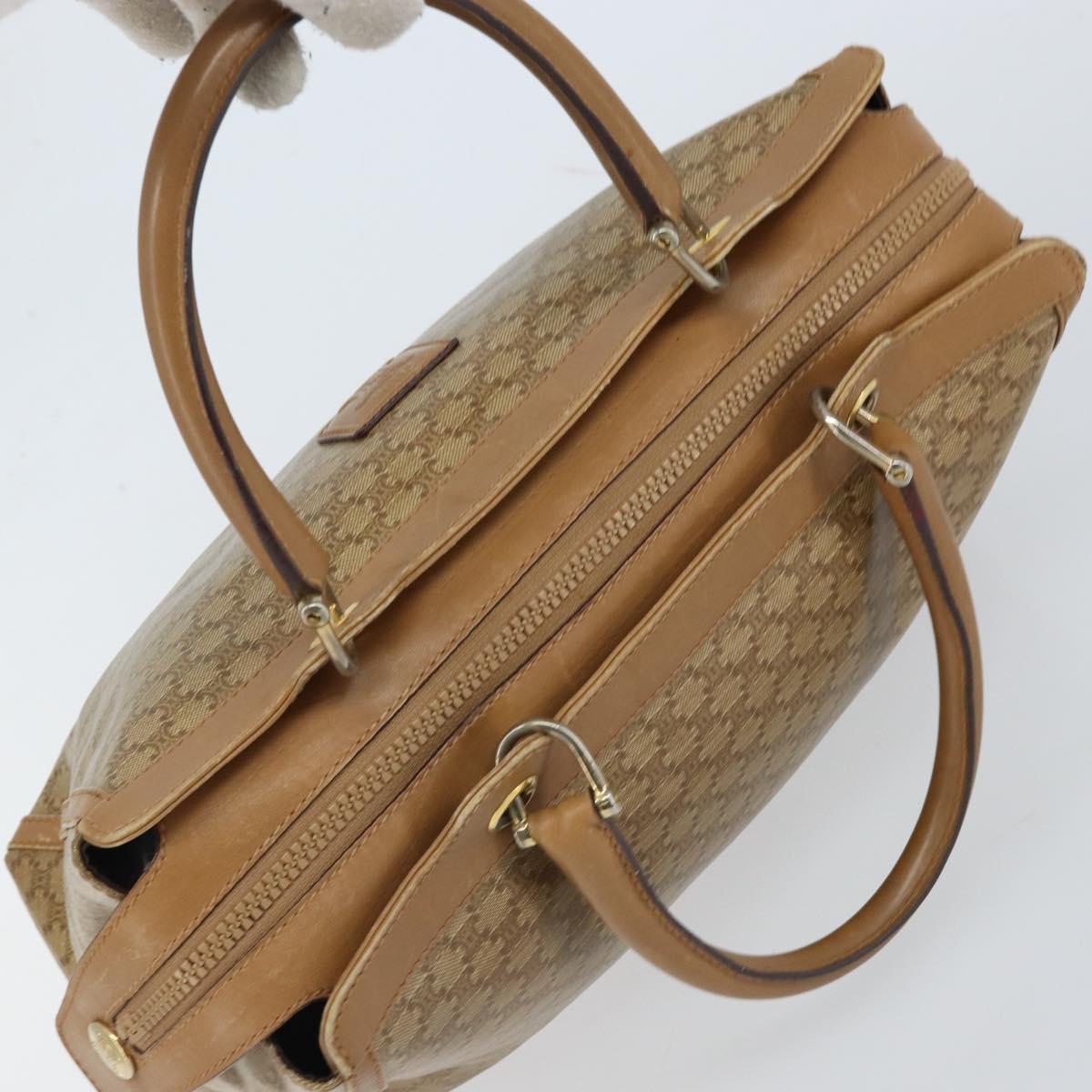 CELINE Macadam Canvas Hand Bag PVC Beige Gold