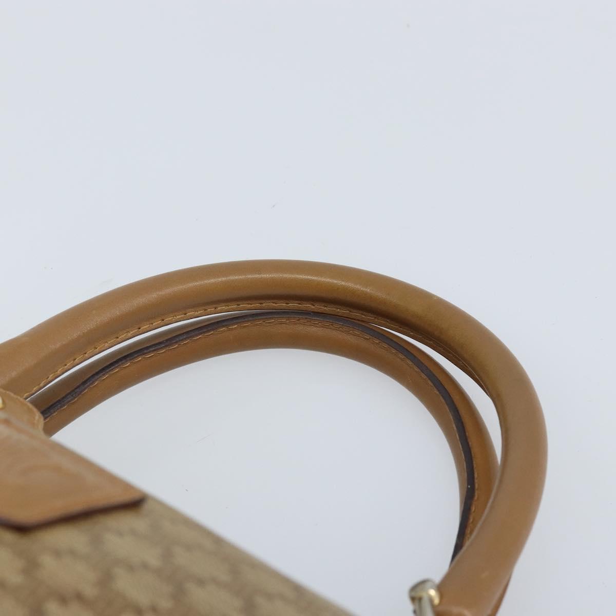 CELINE Macadam Canvas Hand Bag PVC Beige Gold