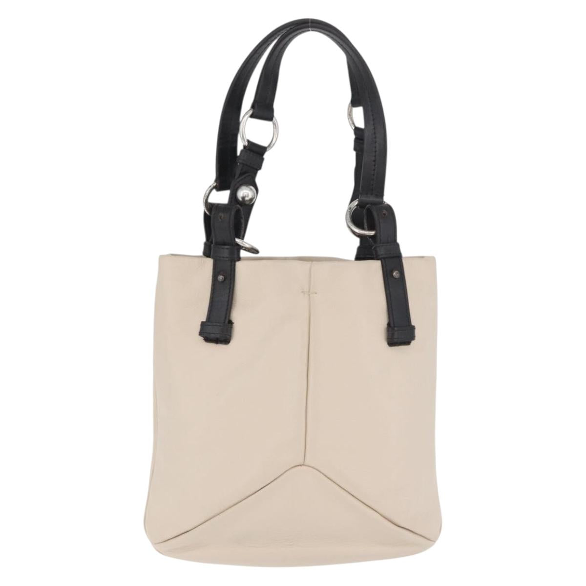 SAINT LAURENT Hand Bag Leather Ivory Silver