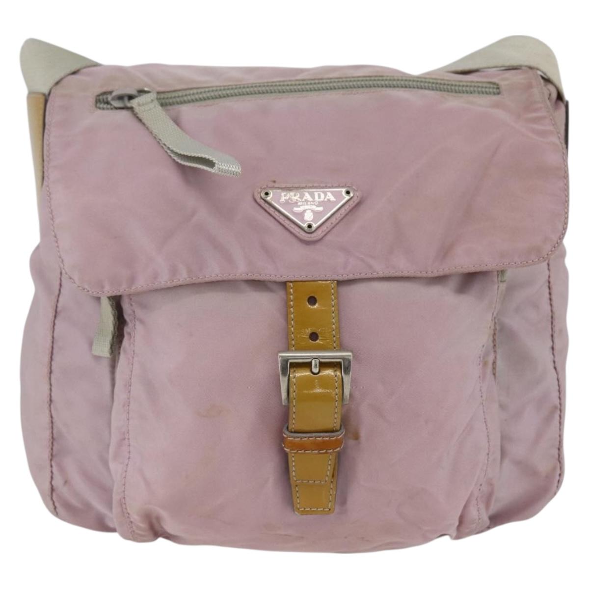 PRADA Shoulder Bag Nylon Pink Silver