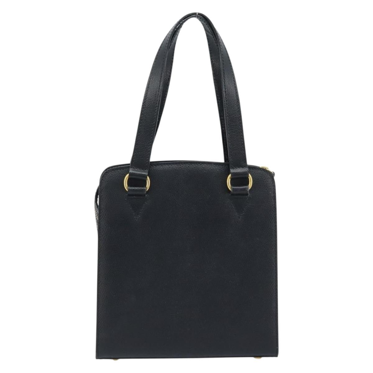 CELINE Hand Bag Leather Black Gold