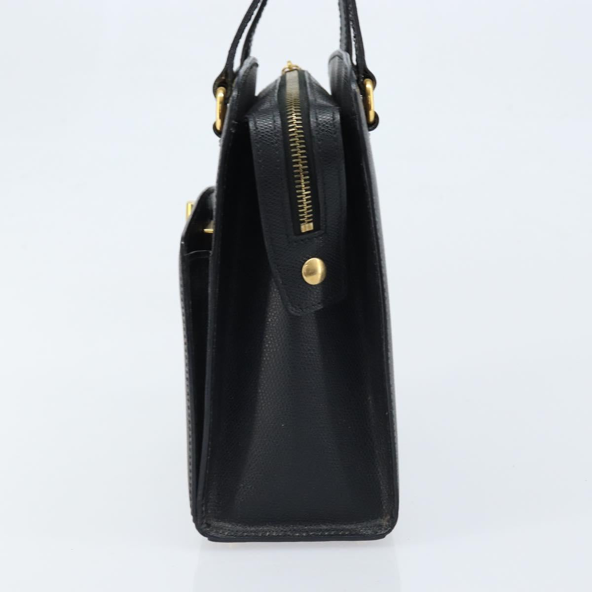 CELINE Hand Bag Leather Black Gold
