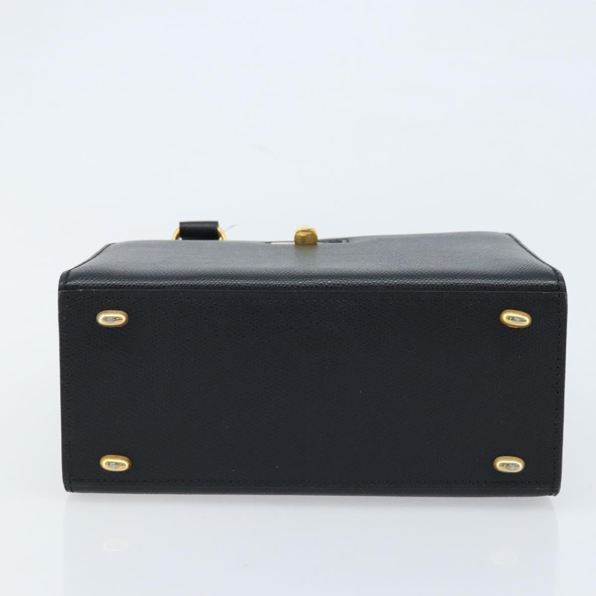 CELINE Hand Bag Leather Black Gold