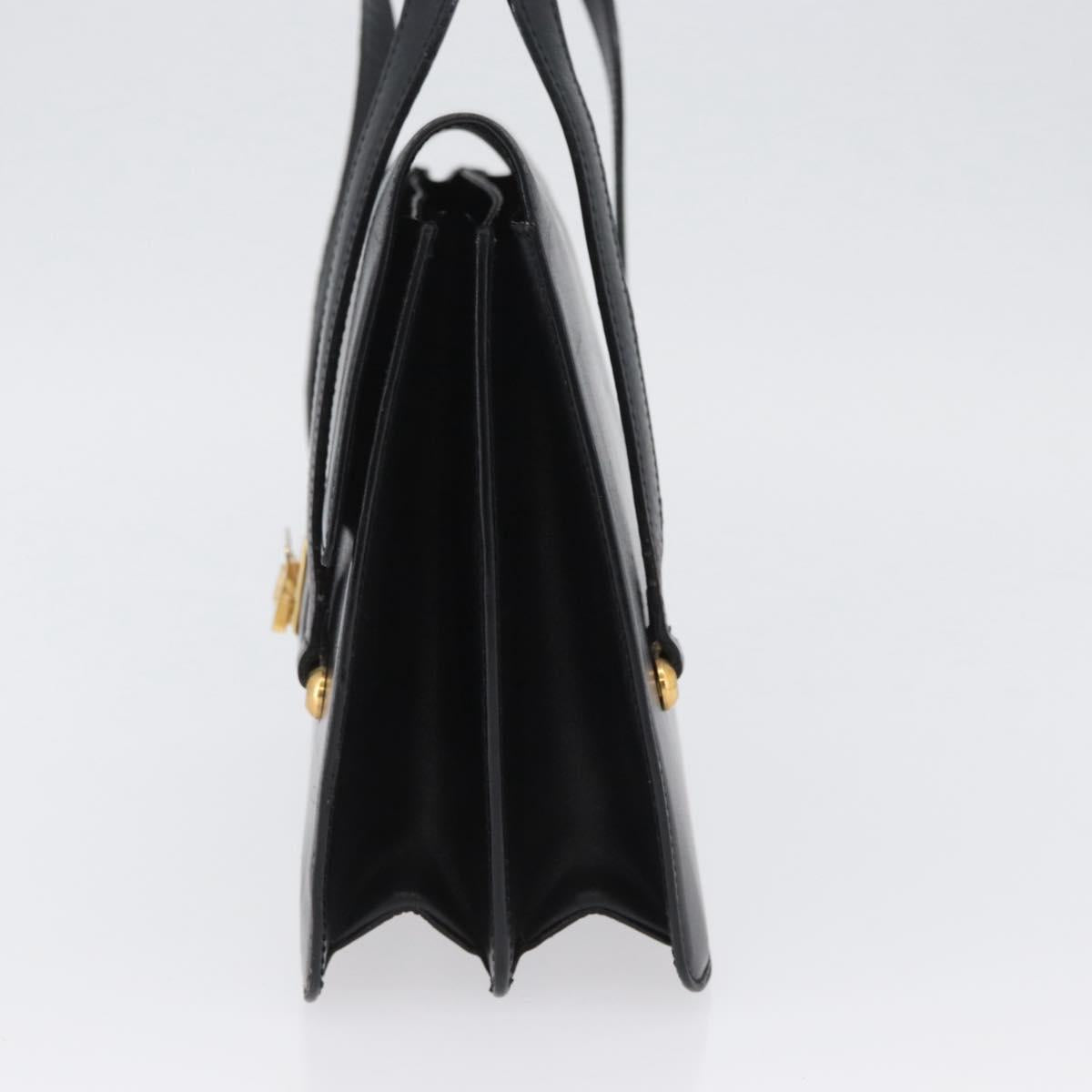 CELINE Hand Bag Leather Black Gold
