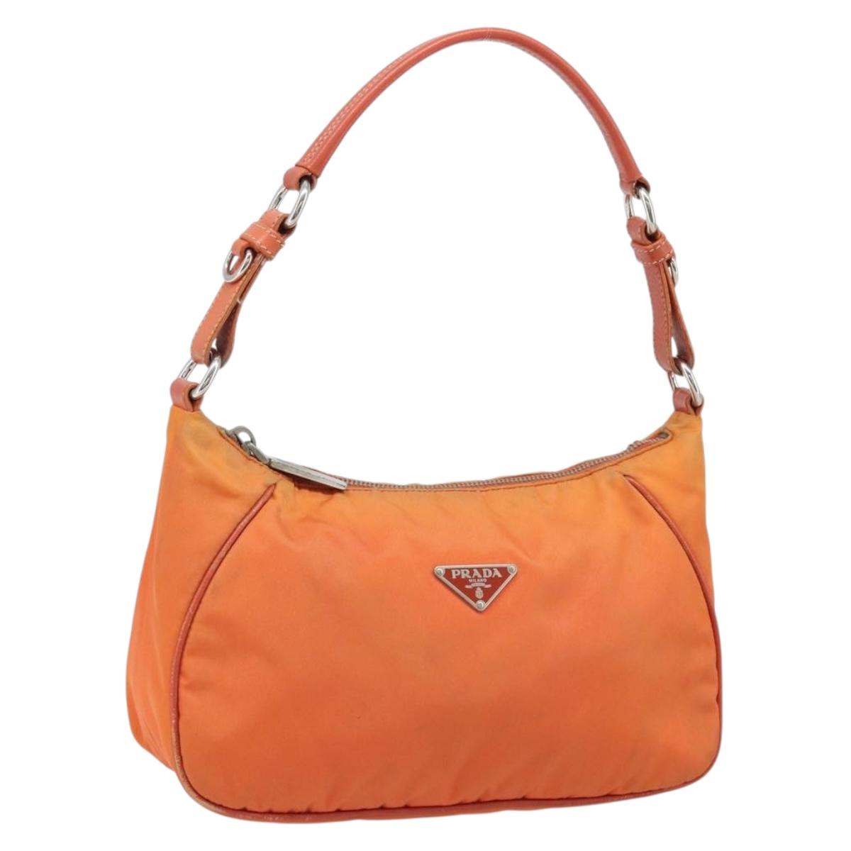 PRADA Shoulder Bag Nylon Orange Silver