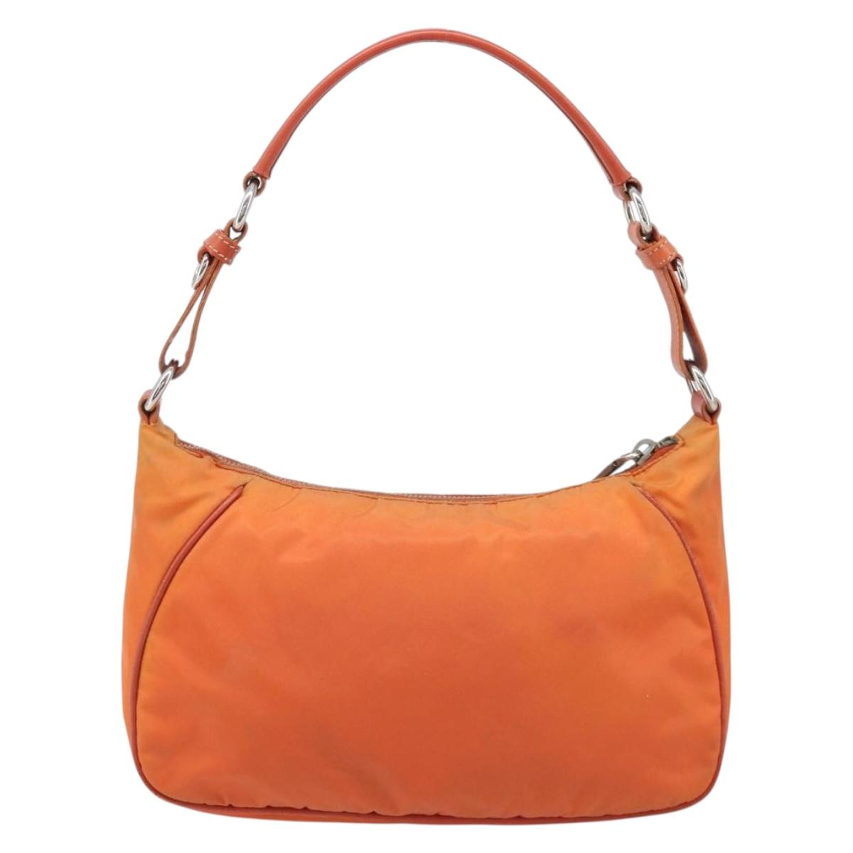 PRADA Shoulder Bag Nylon Orange Silver