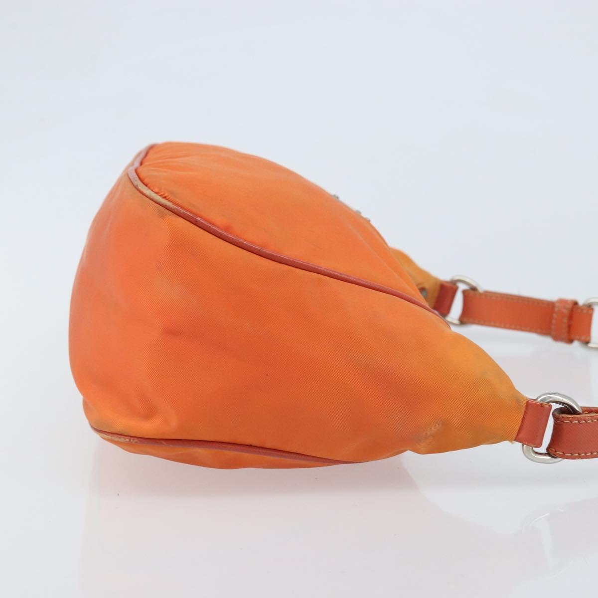 PRADA Shoulder Bag Nylon Orange Silver