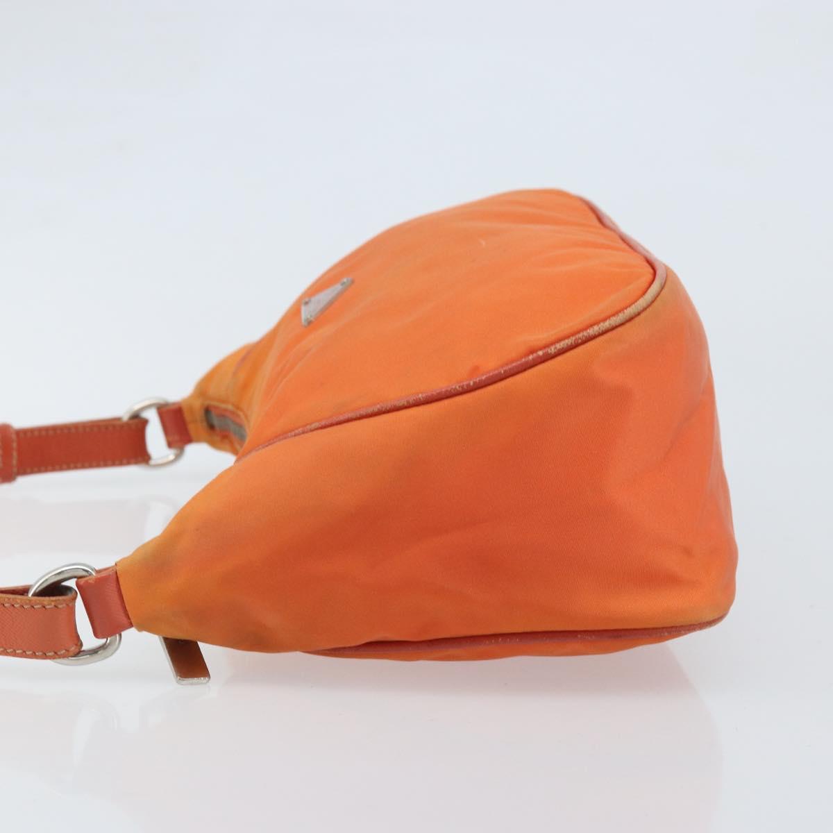 PRADA Shoulder Bag Nylon Orange Silver