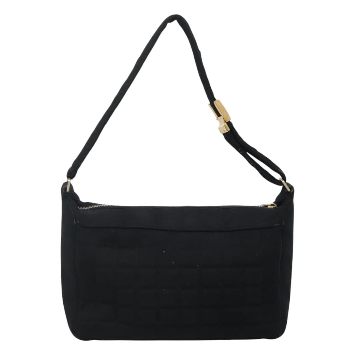 CHANEL Choco Bar line Shoulder Bag Canvas Black CC
