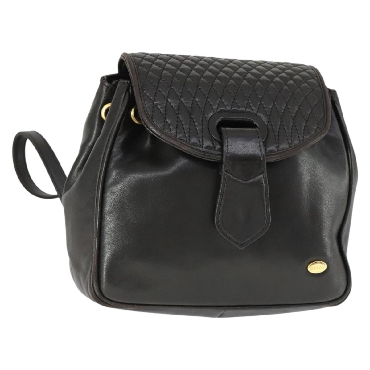 BALLY Backpack Leather Brown Gold