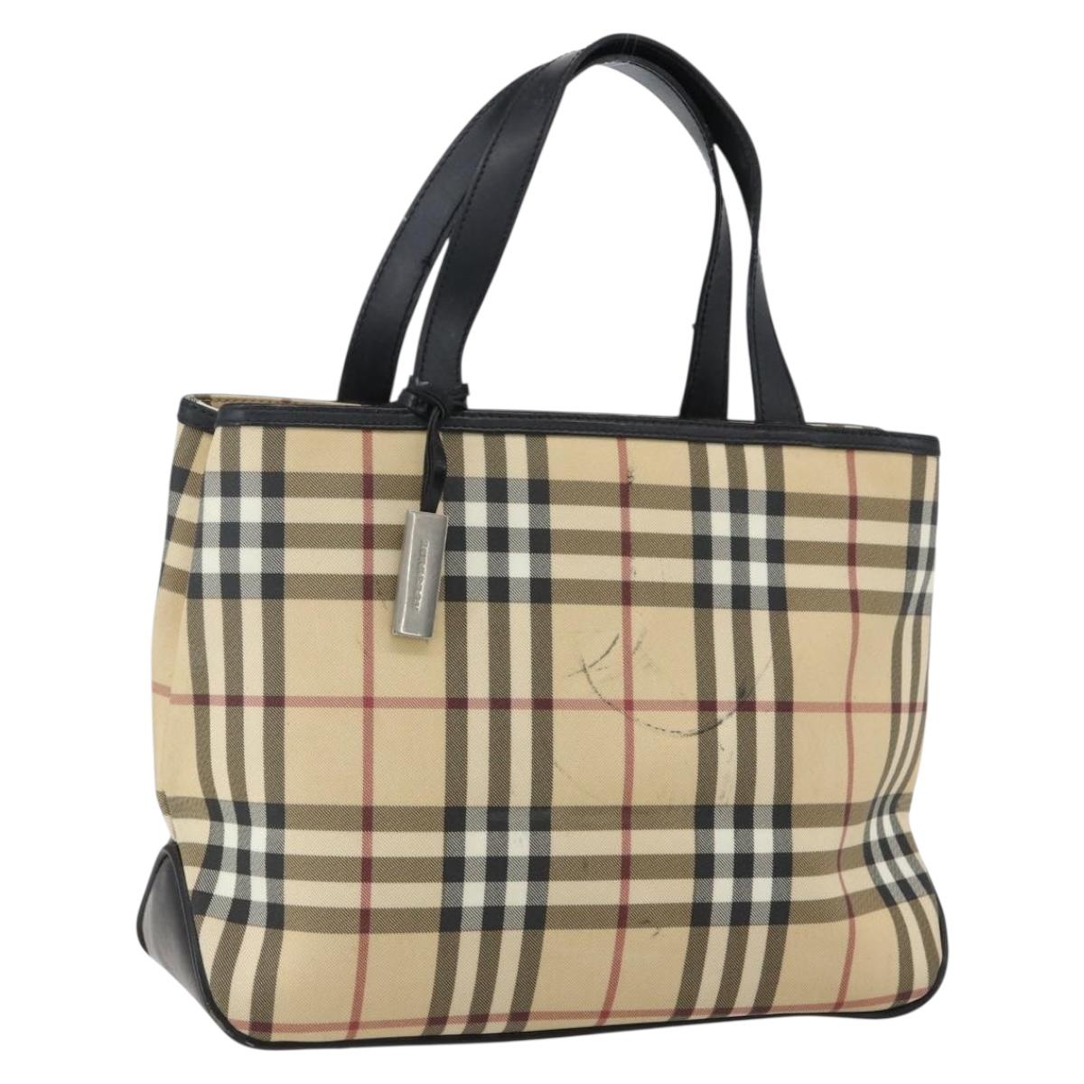 BURBERRY Nova Check Hand Bag PVC Beige