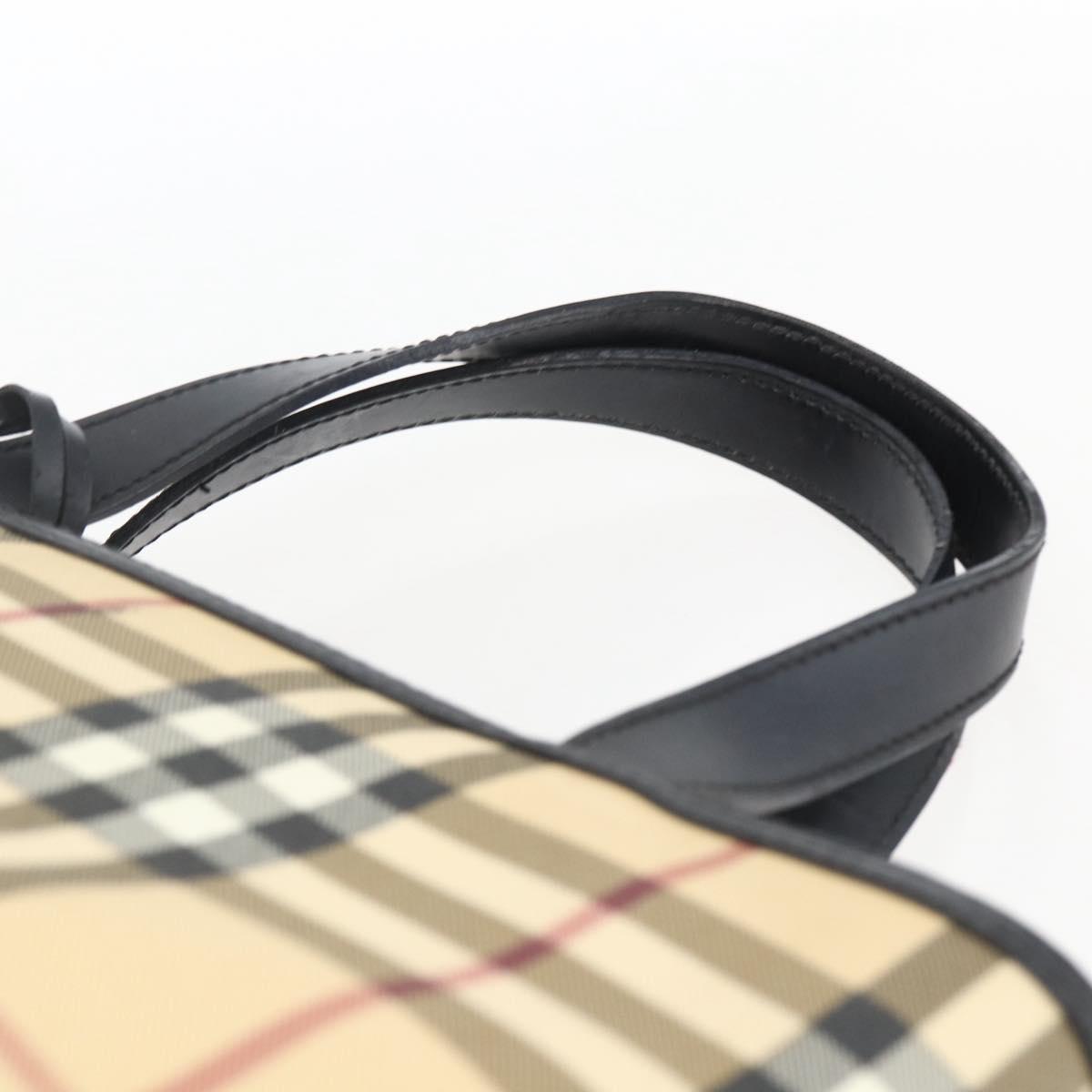 BURBERRY Nova Check Hand Bag PVC Beige