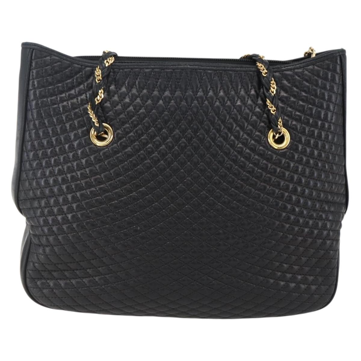 BALLY Chain Shoulder Bag Leather Gold Black