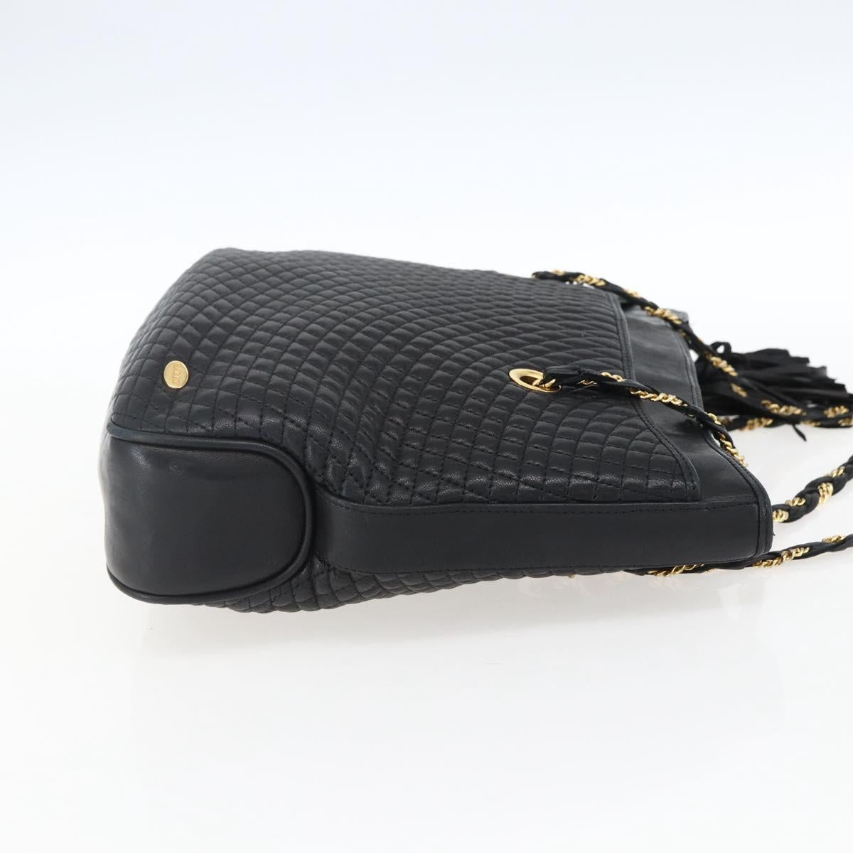 BALLY Chain Shoulder Bag Leather Gold Black
