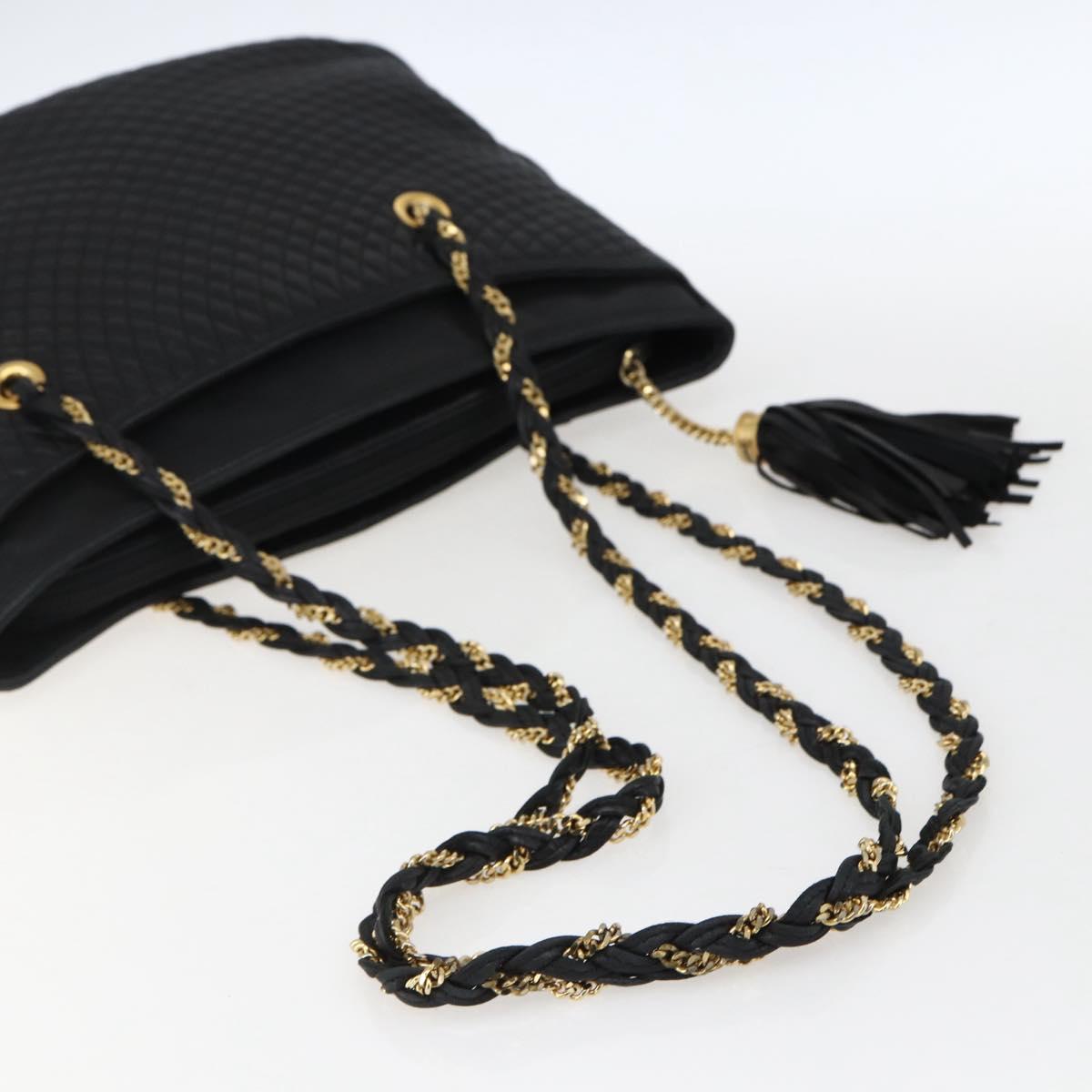 BALLY Chain Shoulder Bag Leather Gold Black